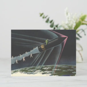 Vintage-Science-Fiction-Astronaut auf einer Rakete