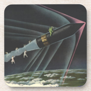 Vintage-Science-Fiction-Astronaut auf einer Rakete Getränkeuntersetzer