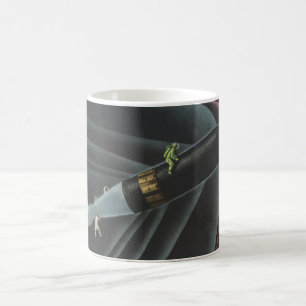 Vintage-Science-Fiction-Astronaut auf einer Rakete Kaffeetasse