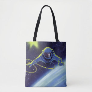 Vintage-Science-Fiction-Astronaut bei einem Weltra