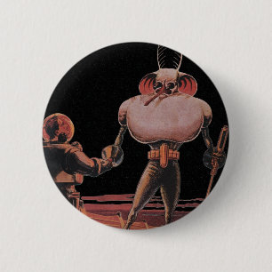 Vintage-Science-Fiction-Astronaut-Handschlag-Alien Button