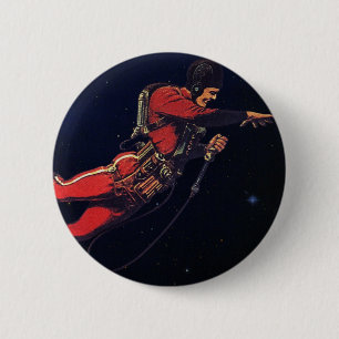 Vintage-Science-Fiction-Astronaut im Weltraum Button