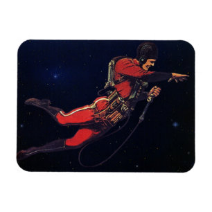 Vintage-Science-Fiction-Astronaut im Weltraum Magnet