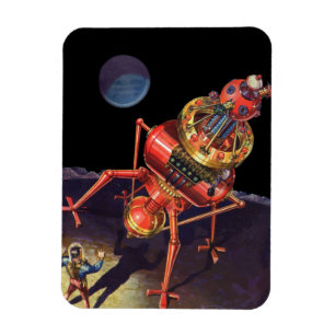 Vintage Science Fiction Astronaut mit Alien Robot Magnet
