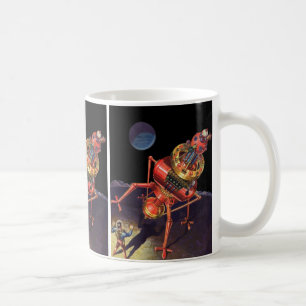 Vintage Science-Fiction-Astronaut mit Alien-Robote Kaffeetasse