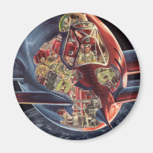 Vintage-Science-Fiction-Astronaut-Raketen-Raumschi Magnet