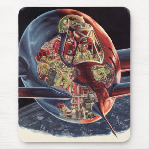 Vintage-Science-Fiction-Astronaut-Raketen-Raumschi Mousepad