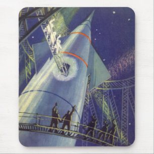 Vintage-Science-Fiction-Astronauten auf einem Raum Mousepad