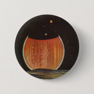 Vintage Science-Fiction, Astronauten auf Ganymed Button