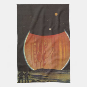 Vintage Science-Fiction, Astronauten auf Ganymed Geschirrtuch