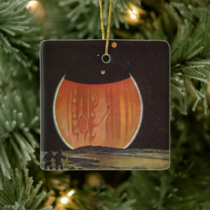 Vintage Science-Fiction, Astronauten auf Ganymed Keramikornament