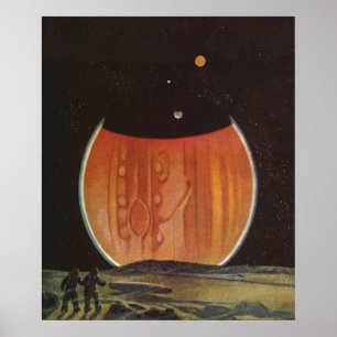 Vintage Science-Fiction, Astronauten auf Ganymed Poster