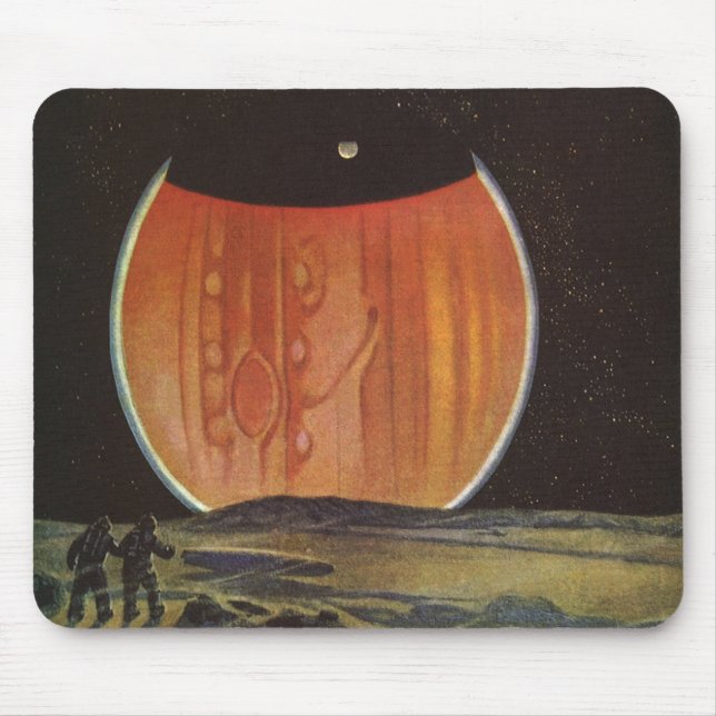 Vintage Science Fiction, Astronauten auf Ganymede Mousepad (Vorne)