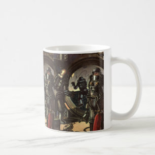 Vintage Science-Fiction-Astronauten bei einem Welt Tasse