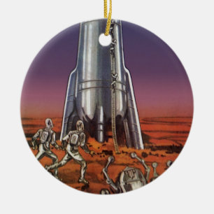 Vintage Science-Fiction, Astronauten Käfer Aliens Keramikornament