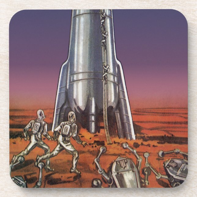 Vintage Science Fiction, Astronauten Käfer Außerir Untersetzer (Vorderseite)