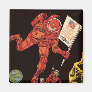 Vintage Science-Fiction, Astronauten-Mondlandung Magnet