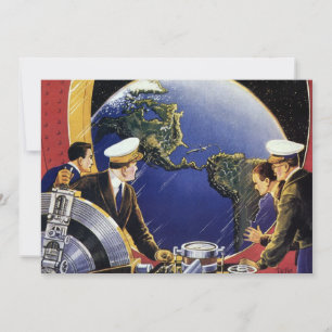 Vintage Science-Fiction-Astronauten umkreisen die 