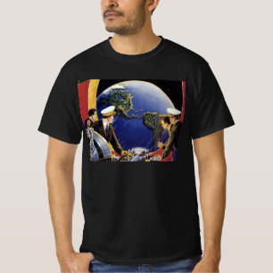 Vintage-Science-Fiction-Astronauten umkreisen die  T-Shirt