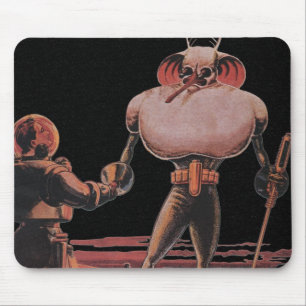 Vintage Science Fiction Astronautin Shake Hand Ali Mousepad