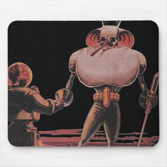 Vintage Science Fiction Astronautin Shake Hand Ali Mousepad (Vorne)