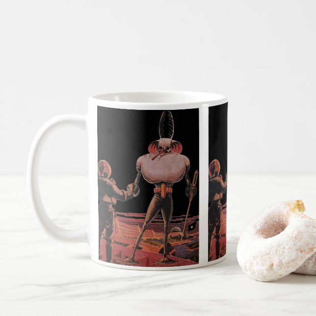 Vintage Science Fiction Astronautin Shake Hand Ali Tasse (Mit Donut)