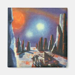 Vintage-Science-Fiction-Ausländischer-Planet-mit-A Magnet