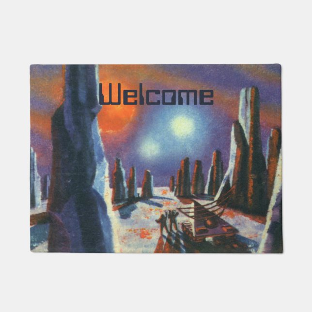 Vintage Science Fiction Auslandsplanung mit Außeri Fußmatte (Vorderseite)