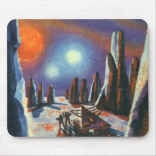 Vintage Science Fiction Auslandsplanung mit Außeri Mousepad