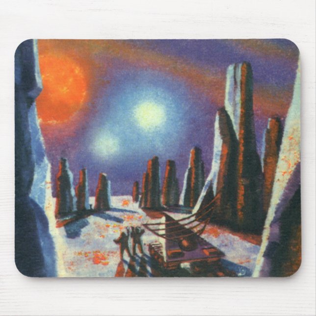 Vintage Science Fiction Auslandsplanung mit Außeri Mousepad (Vorne)