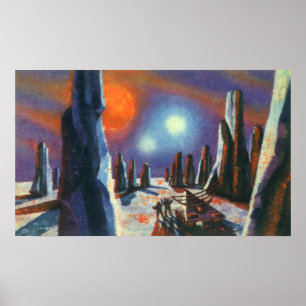 Vintage Science Fiction Auslandsplanung mit Außeri Poster