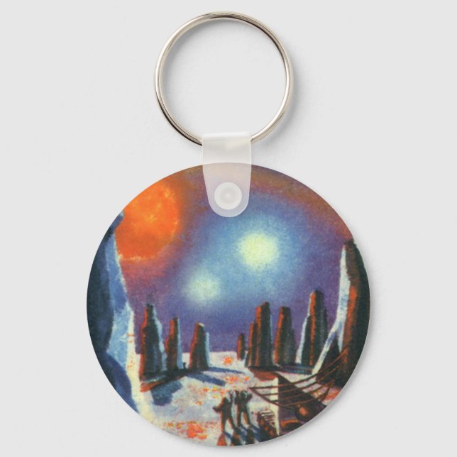 Vintage Science Fiction Auslandsplanung mit Außeri Schlüsselanhänger (Vorderseite)