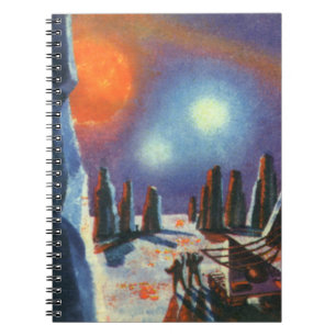 Vintage Science-Fiction-Außenplanet mit Aliens Notizblock