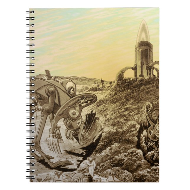 Vintage Science Fiction Außerirdischen Planet Bau Notizblock (Vorderseite)