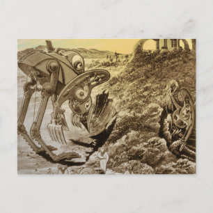 Vintage Science Fiction Außerirdischen Planet Bau Postkarte