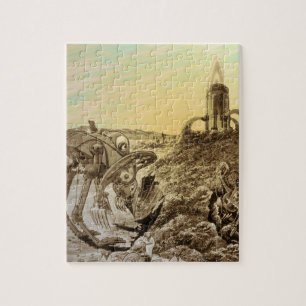 Vintage Science Fiction Außerirdischen Planet Bau Puzzle