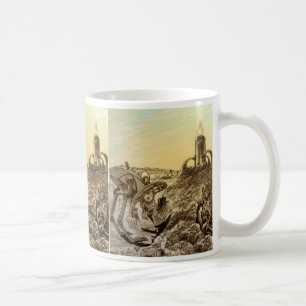 Vintage Science Fiction Außerirdischen Planet Bau Tasse