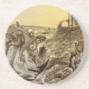 Vintage Science Fiction Außerirdischen Planet Bau Untersetzer