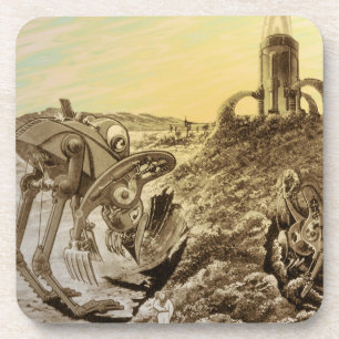 Vintage Science Fiction Außerirdischen Planet Bau Untersetzer