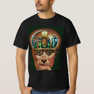 Vintage Science-Fiction, Außerirdischer Gehirn im T-Shirt