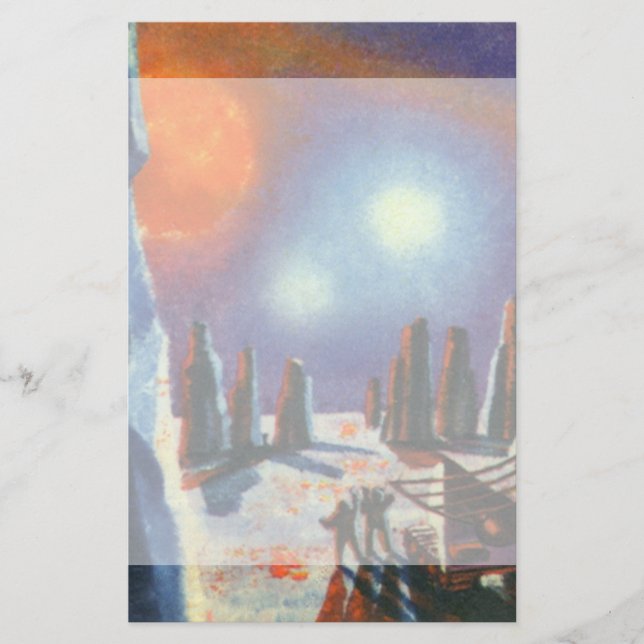 Vintage Science Fiction Auswärtiger Planet mit Auß Briefpapier (Vorderseite)