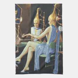 Vintage Science Fiction Beauty Salon Wellness-Cent Geschirrtuch