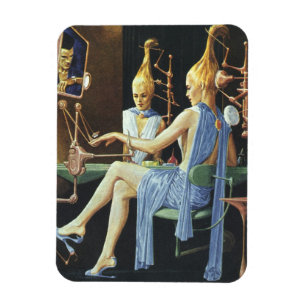 Vintage Science Fiction Beauty Salon Wellness-Cent Magnet