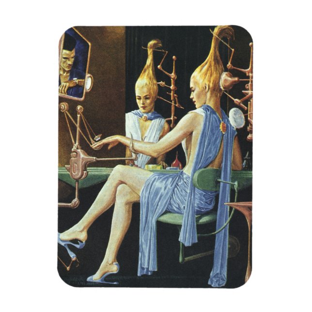 Vintage Science Fiction Beauty Salon Wellness-Cent Magnet (Vertikal)