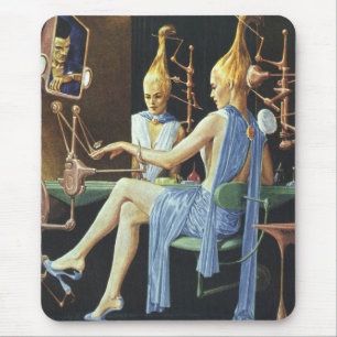 Vintage Science Fiction Beauty Salon Wellness-Cent Mousepad