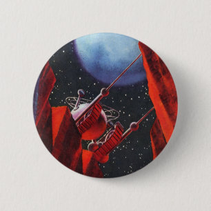 Vintage Science-Fiction, Canyon-Weltraum-Mond-Rove Button