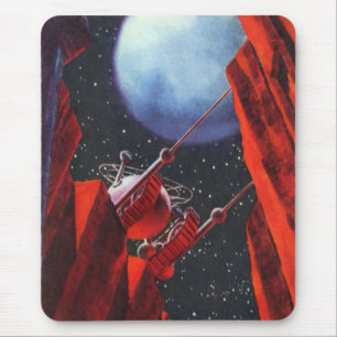 Vintage-Science-Fiction, Canyon-Weltraum-Mond-Rove Mousepad