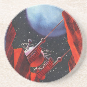 Vintage-Science-Fiction, Canyon-Weltraum-Mond-Rove Untersetzer