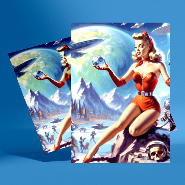 Vintage Science Fiction der 50er Jahre Postkarte (Von Creator hochgeladen)