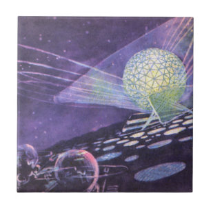 Vintage Science-Fiction, ein leuchtender Orb mit A Fliese